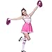 Produktbild Anladia Mädchen Cheerleader Kostüm Dame Halloween Kostüm Kleid Cheerleading Bekleidung mit 2 Pompoms Rosa