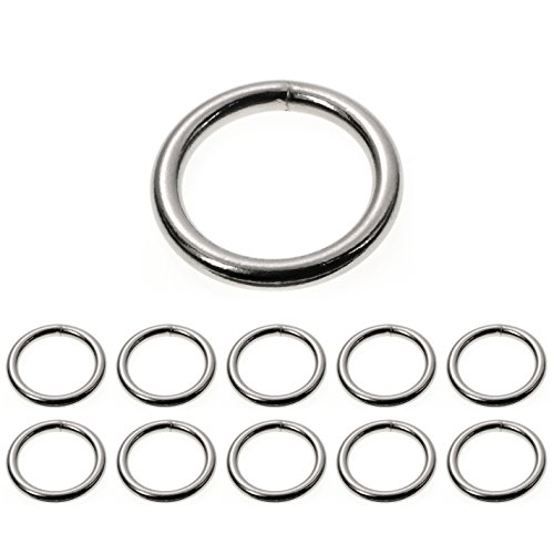 10er Set O - Ring aus Edelstahl, Edelstahlring, Ring aus Stahl, Durchmesser Außen 36mm, Durchmesser Innen 26mm, Materialstärke 5mm, nichtrostend, Ideal in Verbindung mit Paracord 550 zu verarbeiten, geschweißt, Farbe Edelstahl silber glanz, Marke Ganzoo