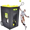 FENGSSLL Portable Tennis Ball Machine, Intelligent Automatic Ball Throwing Machine, with Remote Control & APP, Adjustable Launch Angle, 50 Balls, for Beginners Solo Training Sports