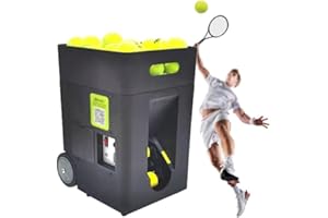 FENGSSLL Portable Tennis Ball Machine, Intelligent Automatic Ball Throwing Machine, with Remote Control & APP, Adjustable Launch Angle, 50 Balls, for Beginners Solo Training Sports