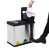 Songmics Abfalleimer Mülleimer mit Inneneimer Mülltrennsysteme Treteimer Edelstahl 24 L (3 x 8 L) LTB24L - 4