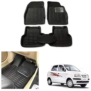 RS Enterprises Cars Carpet Floor/Foot 4D Mats for Hyundai Santro Xing GLS, Black