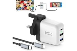 MIRABOX Nintendo Switch Mini Portable TV Docking Station With 4K@60Hz HD/USB 2.0/PD Fast Charging Ports, USB-C Cable Included - 36W/65W (UK-65W White)