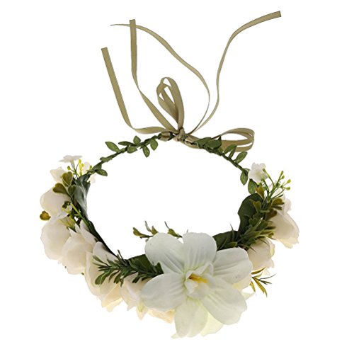 ULTNICE Blumen Kranz Stirnband Krone Blumengirlande Haare Hochzeit für Festival - 5