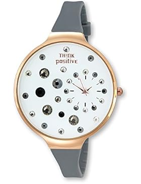THINK positive Damen-Uhr Stardust Analog Fashion Silikon-Armband grau Quarz-Uhr UTP1149K