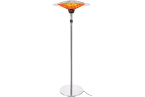 7 star DECOR Outdoor Patio Heater – 3000W Stainless Steel Standing Infrared Heater with Adjustable Height, Weatherproof Design & Instant Heat for Garden, Balcony, or Terrace