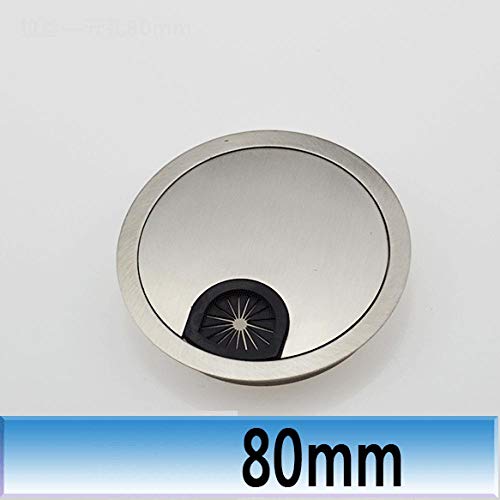 sweeTvT Pasacables con Tapa Grueso Aleación De Zinc Escritorio Decoración Línea Agujero Caja De Escritorio Acabado De Muebles De Hotel para El Hogar Hardware Parts,80Mm3Pcs,Plata Cepillada