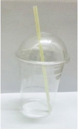 Milkshake,smoothies plain cups with domed lid and straw PET, 7oz x 1000 (200ml)