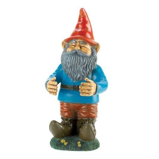 StoneLite Figurine garden gnome giving the finger 20cm black