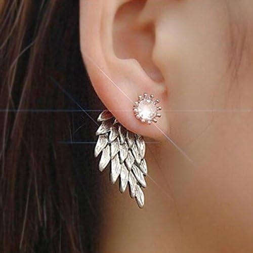 Heelinna 1 Pair Chic Angel Wings Feathers Earrings Ear Studs