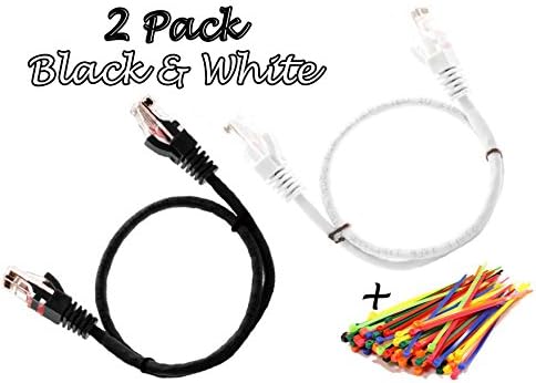 Multi Cable 2 pack Cat5e cables Black and White - 5 meter - UTP - CCA + 50 cable ties