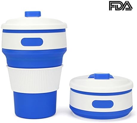Zikken Silicone Collapsible Cup –BPA Free Collapsible Coffee Mug, Outdoor Cup, Portable and Reusable Silicone Water Bottle, Collapsible Silicone Mug for Travel Camping Hiking Picnic (Blue)