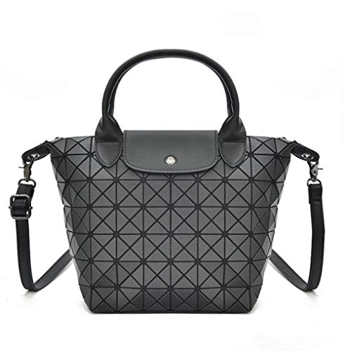 Preisvergleich Produktbild Damen Umhängetasche Geometrische Tasche Reißverschluss-Laser-Tasche Rhombische Falttasche Große Handtasche Tragbare PU-Messenger-Tasche,B-OneSize