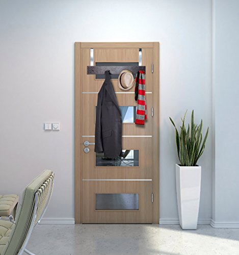Türhakenleiste Garderobe mit 4 Haken zum einhängen – rostfrei, verchromt Neu - 4