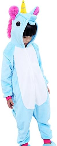 Triseaman Kids Sleepsuit Unicorn Pajamas Halloween Cosplay Costume Onesie 10 colors available Blue Pegasus XL