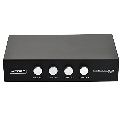 UEETEK Sharing Switch mit 4 Ports für Drucker Scanner und andere USB-Geräte (schwarz)