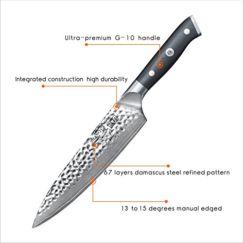 SHAN ZU Cuchillo de Damasco Cuchillo de Cocinero Acero 67 Capas de Acero