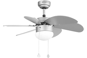 FARO BARCELONA Faro 33186 Ventilatore per Soffitto con Luce, Grigio Cava, led, legno