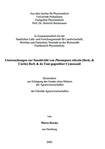 Untersuchungen zur Sensitivität von Plasmopara viticola (Berl. & Curtis) berl. & de Toni gegenüber Cymoxanil