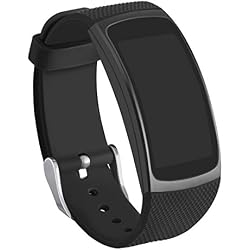 Kmasic Gear Fit2 Pro / Fit2 Bands, Correa de Repuesto de Silicona para Samsung Gear Fit 2 y 2 Pro Tracker (Negro)
