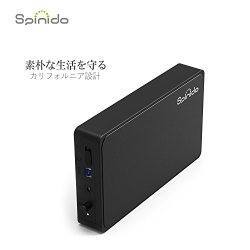 Spinido® USB 3.0 & 2.0 Aluminium Externes Festplatten Gehäuse Optimiert für 3.5″ SATA III HDD mit USB 3.0 Kabel, Tool-free (Black) - 3
