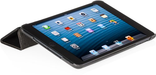 StilGut Couverture Case, Tasche aus feinstem Leder für das Apple iPad mini unterstützt Smart-Cover Funktion, Schwarz - 2