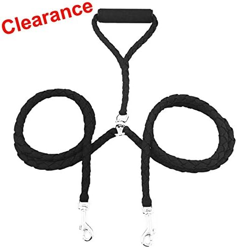 Double Dog Leads, HOPOOP Fashion Dual Pet Dog Leash Coupler for Walking 2 Dogs Heavy Duty Large Medium Small Dogs with Soft Rotatable Handle Black