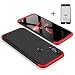 Produktbild Huawei P20 Lite Hülle 360°Handyhülle PC Hartschale Shell Schutzhülle Anti-Schock Anti-Kratz Stoßfänger 360 Grad Cover Case Matte Schutzkasten(Rot schwarz)+5D Gehärteter Glasfilm
