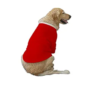 Ruse Pet Solid Round Neck Full Sleeves Technical Dog Jacket for Dog Clothes Winter Apparel Christmas Red/Large (Full Grown Desi/Stray, Doberman etc.)