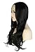 S-noilite® Long Wavy Lady Fashion 3/4 Wigs Heat Resistant Hair Piece Half Wig (Dark Black)