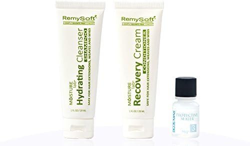 RemySoft Moisturelab Travel Set - Safe for Hair Extensions, Weaves and Wigs - Salon Formula Shampoo, Conditioner &amp; Serum - Gentle Sulfate-free Lather by Remysoft