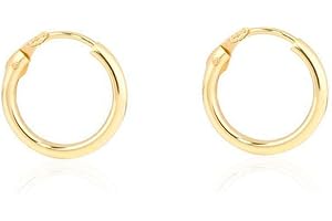 MONDE PETIT Damen & Kinder Creolen Hoop 12x1.5 mm Ohrstecker - Gelbgold 18 Karat (750) - Scatola Regalo - Certificato di garanzia