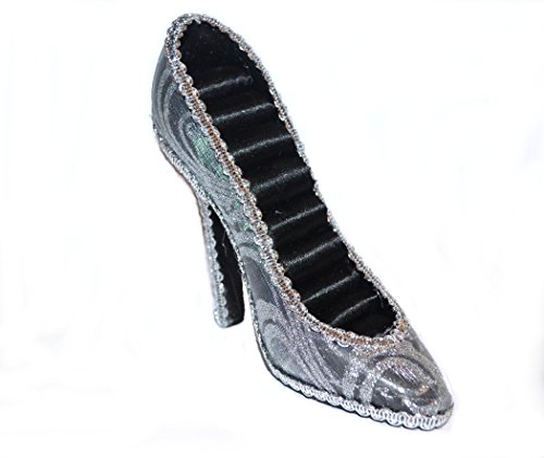 Schmuckhalter Schmuckständer Schmuckhalter Ringhalter Schuh Pumps Schmuckschuh Schmuckständer edel grau silber 12cm