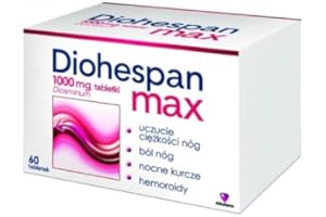 AFLOFARM DIOHESPAN MAX 60 tablets - Micronized Diosmin 1000mg - Intensive Treatment of Venous Disorders - Effective Anti Cellulite Action - Heavy Legs Swelling Cramps Pain Relief - Oedema Spider Varicose Veins Inflammation Relief - Haemorrhoids Piles Inflammation Relief NEW