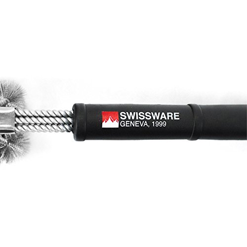 GRILLBÜRSTE von SWISSWARE GENEVA | 100% Edelstahl + Stoffbeutel + Metallhaken | DAS ORIGINAL - 4