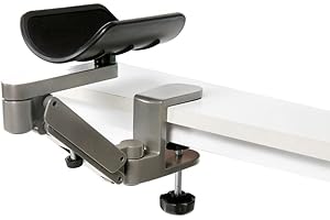 YANGHX Newest Design Ergonomic Articulating Computer Laptop Arm Support | Height Adjustable Armrest Desk Extender | User-friendly Attachable Aluminum Alloy Arm Stand (Gray)