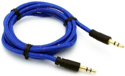Blue Braided Car Audio Stereo Aux Cable Auxiliary Wire 3.5mm Adapter for iPad, iPhone 6 6S Plus 5S 4S - Samsung Galaxy S8 S8+ S7 S6 Edge Edge+ S5 S4 Note 5 4 3 2 - LG G5 G6 V20 - Google Nexus, Pixel