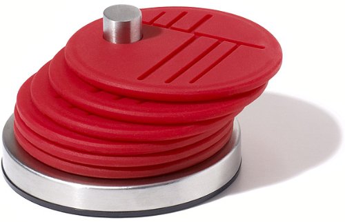 7-tlg. Glasuntersetzer-Set CONFETTI Edelstahl / Silikon Lime Grün - 2