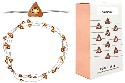 Preisvergleich Produktbild Lighting Company LED-Lichterkette, LED-Lichterketten, batteriebetriebene Lichterketten mit 36 Poop Emoji geformte warme LEDs für Party, Schlafzimmer, Küche, Terrasse, Deck und mehr, 12 Fuß lang