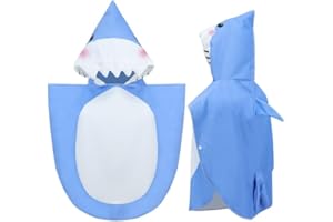 ‎ROWJOY Rowjoy Hai Bademantel Kinder, kinderbademantel Frottee mit Kapuze, Karikatur Bademantel Junge und Mädchen (Blau，60x60cm)