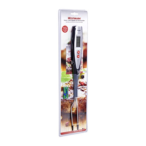 Westmark Grill-/Fleischgabel mit integriertem Thermometer, 38,5 cm, LED-Display und Taschenlampe, Rostfreier Edelstahl/Kunststoff, Silber/Schwarz/Rot, 15042280 - 2