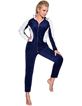 Orkus Hausanzug Damen Modell Lily Ideal Als Freizeitanzug oder Jogginanzug, Im Edlen Marine Look Aus Baumwolle...