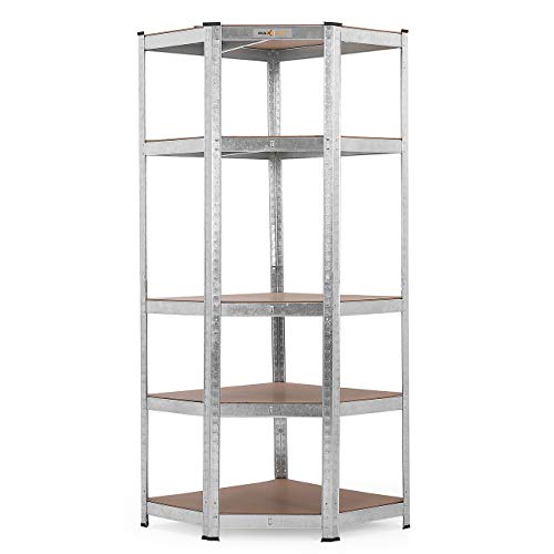 MAXCRAFT Estante de Esquina Estantería de Almacenamiento 180x70x40 cm hasta 875 kg 5 Baldas Metálica Galvanizada - Plata