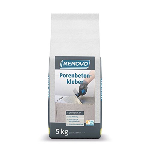 Preisvergleich Produktbild Porenbetonkleber 5 Kg Grau Kleber Beton Kalkstein Renovo