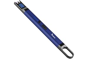 SUPRUS Encendedor eléctrico de arco eléctrico, resistente al viento, sin llama, recargable por USB, con luz LED para vela, camping, barbacoa, cocina (azul oscuro)
