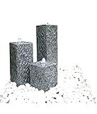 Aus massivem Granit Dehner Gartenbrunnen Nizza mit LED Beleuchtung, ca. 77 x 56 x 35 cm, Granit, grau