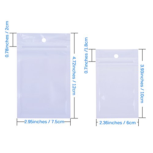 Shappy 200 Graf Wiederverschließbare Zipper Beutel 60 x 100 mm und 75 x 120 mm klare Polybeutel für Kleinteilelager - 2