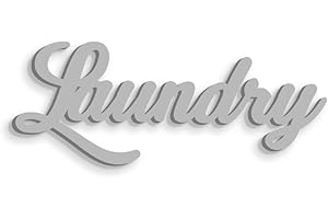 DECLEA HOME DECOR Decorazione Murale da bagno Laundry - Scritta in legno Decorazione da appendere alla parete del bagno lavanderia - Complemento d'arredo Ornamenti in legno per il bagno