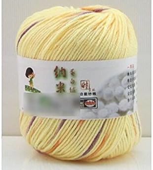 Fendii Coloured Crochet Cotton Thread Classic Crochet Thread 50g Per Ball- Knitting yellow