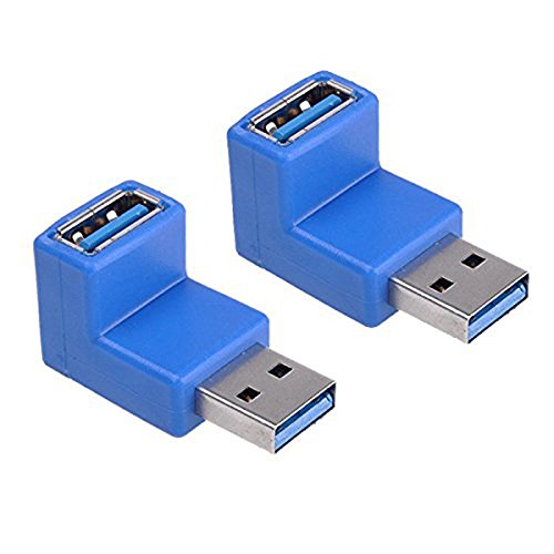 Stecker-Konverter - SODIAL(R)2-Pack USB 3.0 ein Mann zu einem weiblichen M / F 90 Grad Winkeladapter Stecker-Konverter Blau